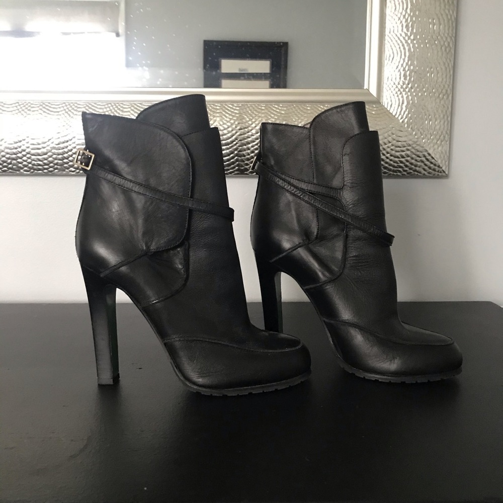 Black high heel ankle booties